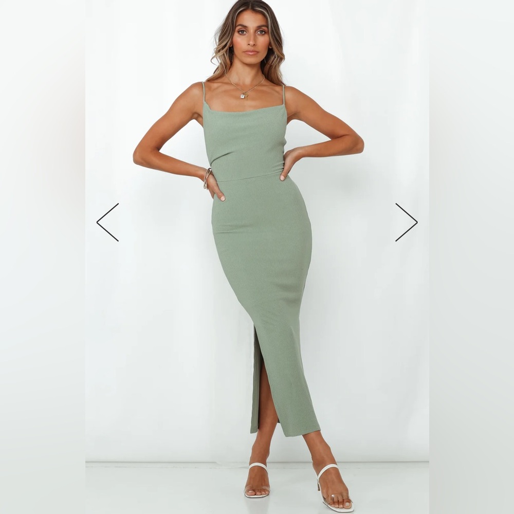 Rooftop Martinis for Two Midi Dress Sage